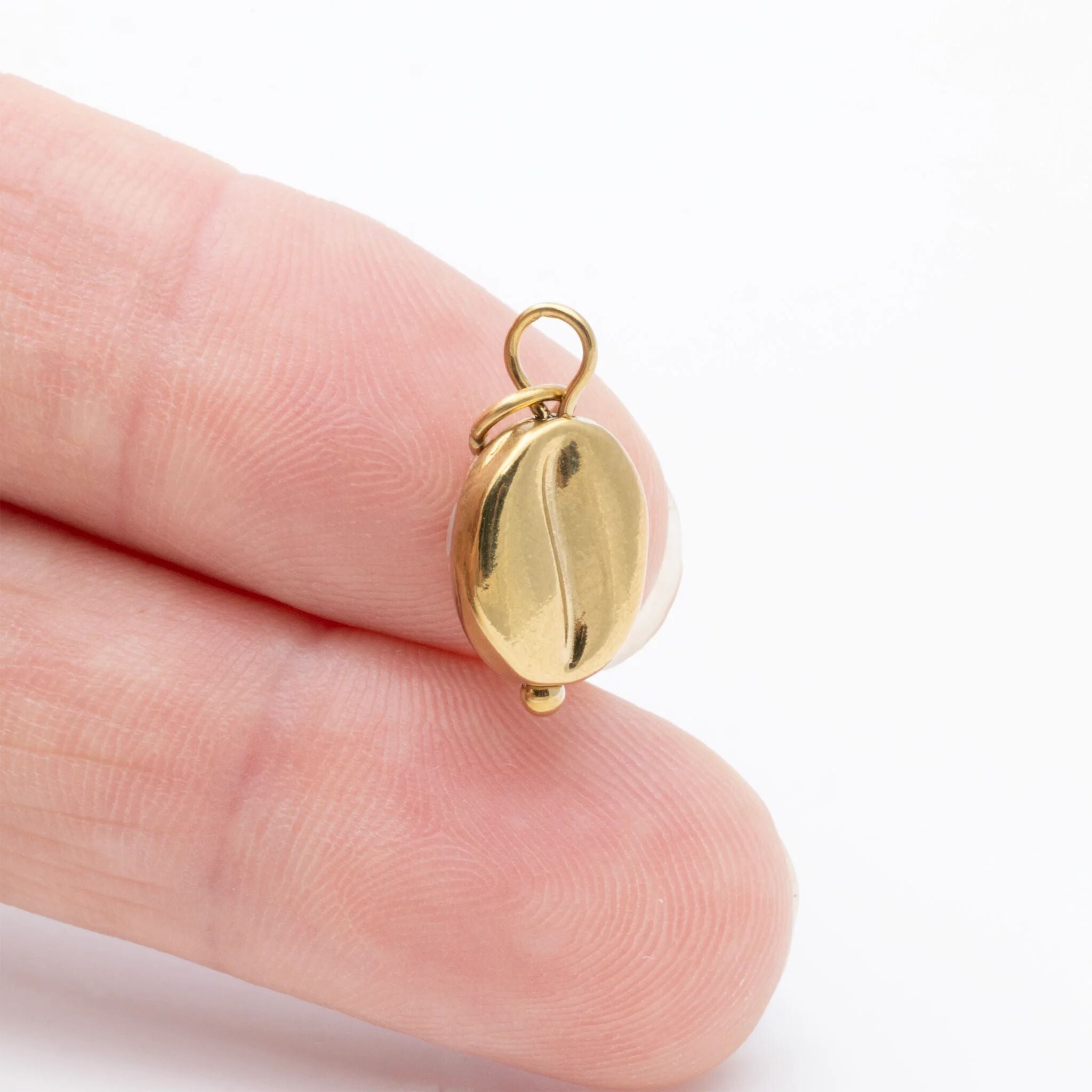 Coffee Bean Charm - 18K Gold PVD Coated Stainless Steel Tarnish Resistant Jewelry - Charms | Sunflower Soul Boutique