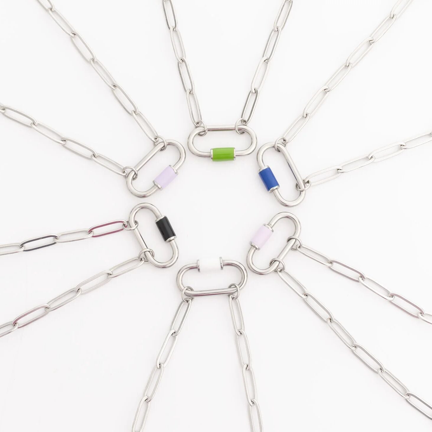 Colorful Carabiner Necklace – 18K Gold Coated Stainless Steel Paperclip Chain - Necklaces | Sunflower Soul Boutique