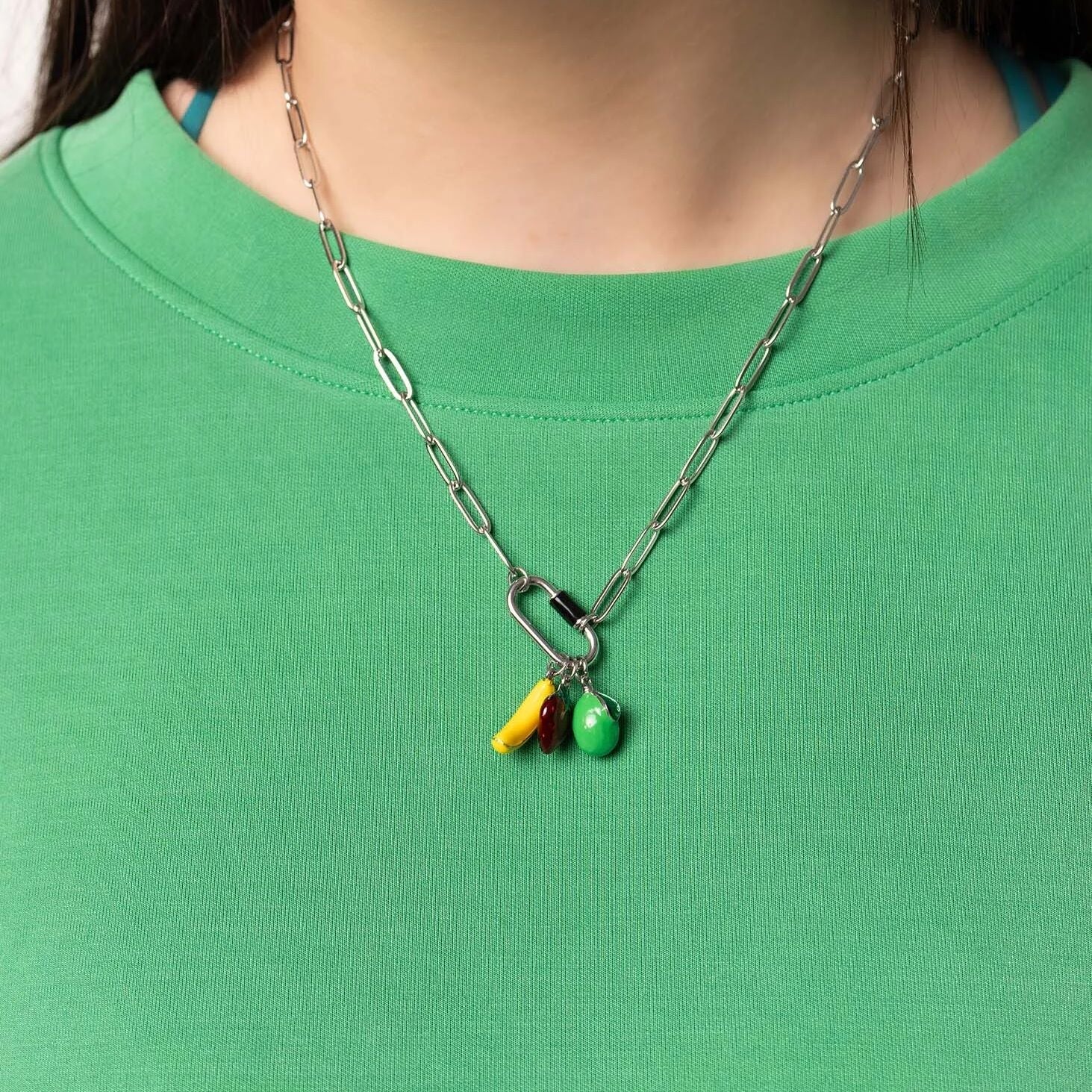 Colorful Carabiner Necklace – 18K Gold Coated Stainless Steel Paperclip Chain - Necklaces | Sunflower Soul Boutique