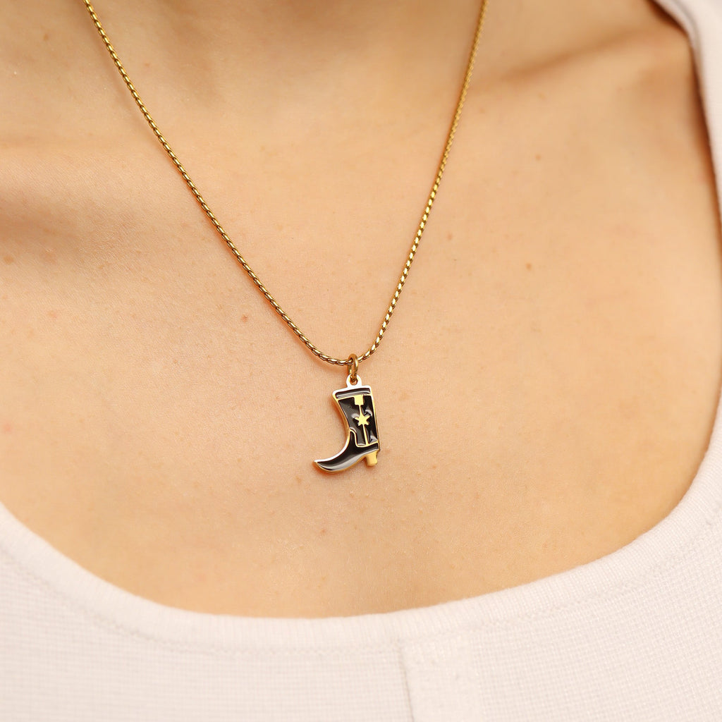 Cowboy Boot Charm – 18K Gold PVD Stainless Steel Western Jewelry Accent