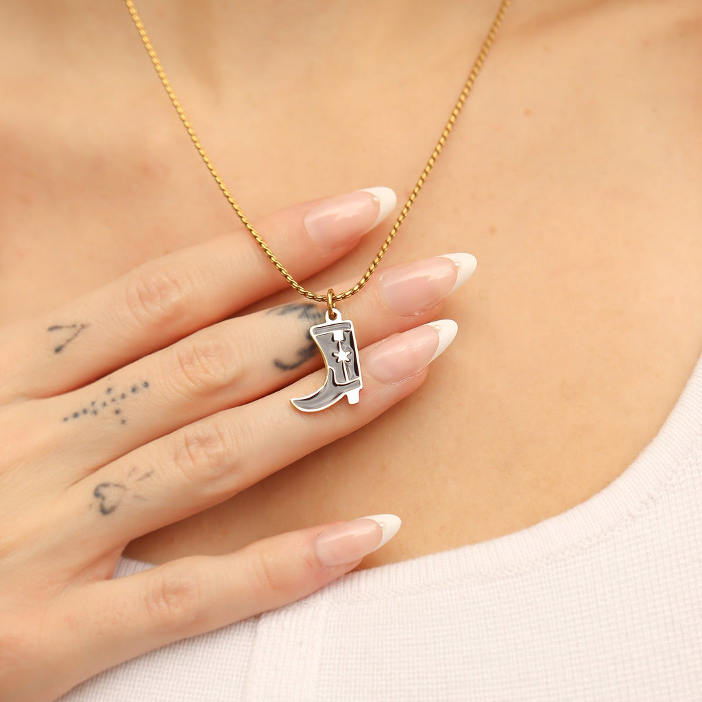 Cowboy Boot Charm – 18K Gold PVD Stainless Steel Western Jewelry Accent