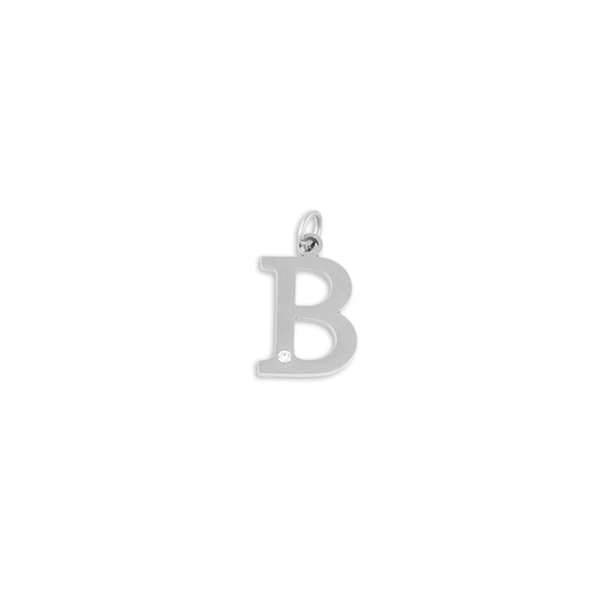 Stainless Steel Letter with Crystal Charm 15mm - B