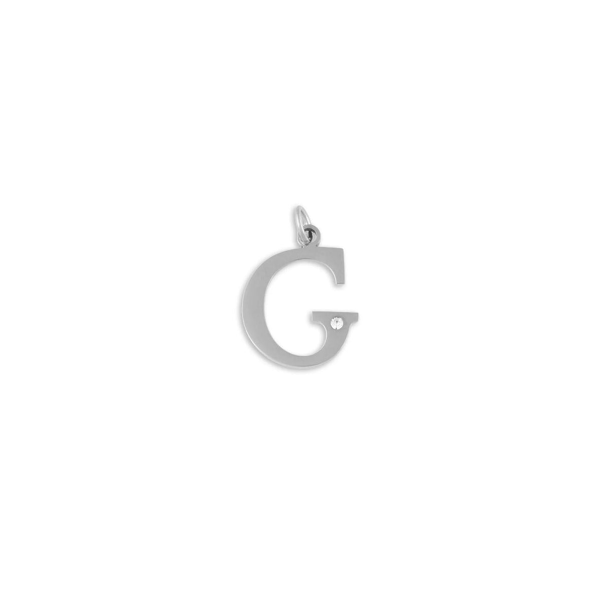 Stainless Steel Letter with Crystal Charm 15mm  - G