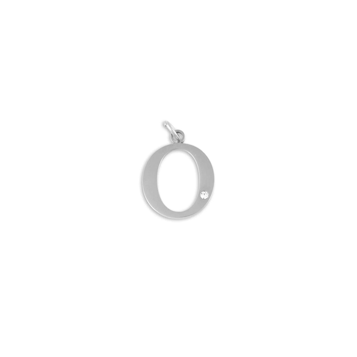 Stainless Steel Letter with Crystal Charm 15mm -O
