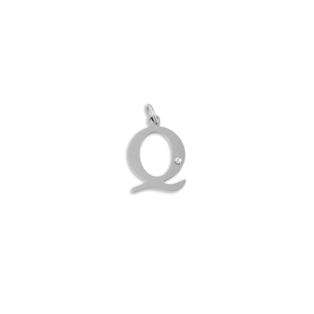 Stainless Steel Letter with Crystal Charm 15mm -Q