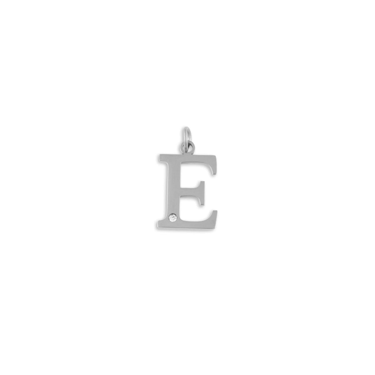 Stainless Steel Letter with Crystal Charm 15mm - E