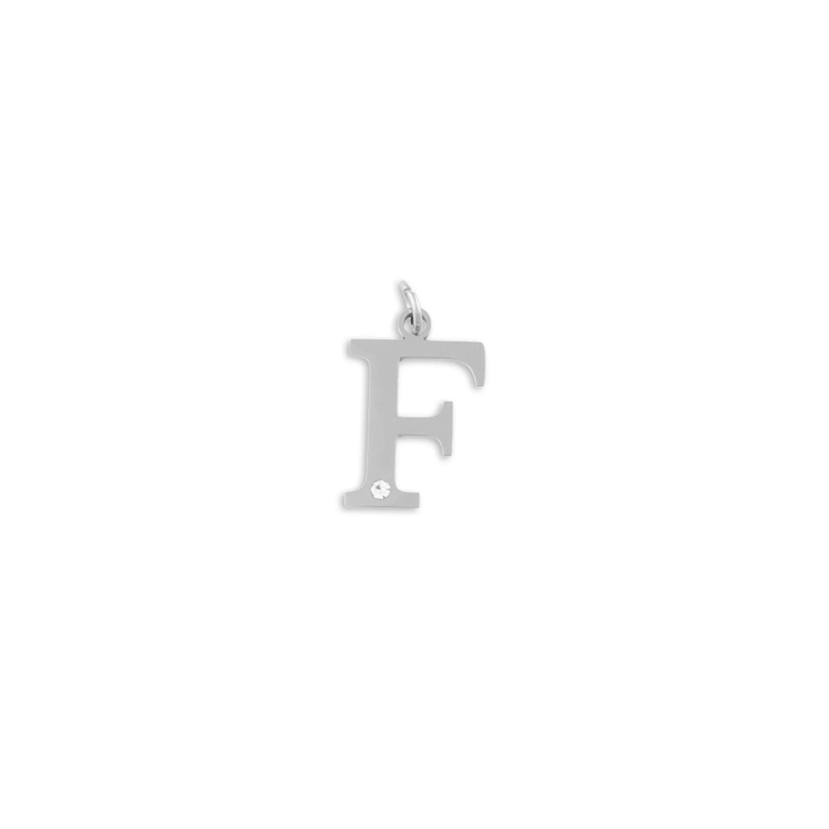 Stainless Steel Letter with Crystal Charm 15mm  -F