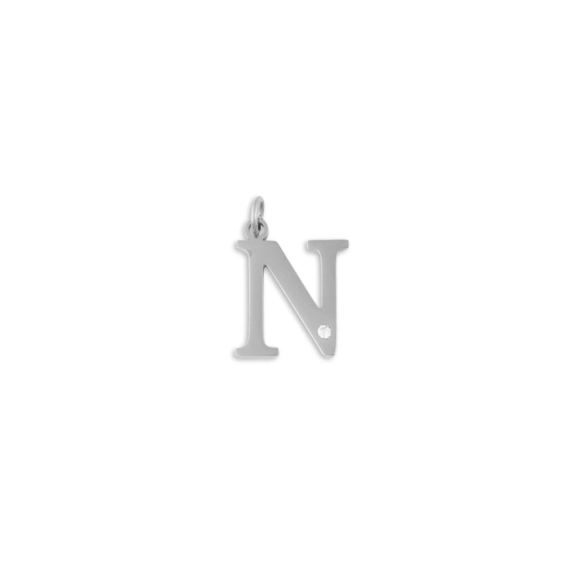 Stainless Steel Letter with Crystal Charm 15mm -N