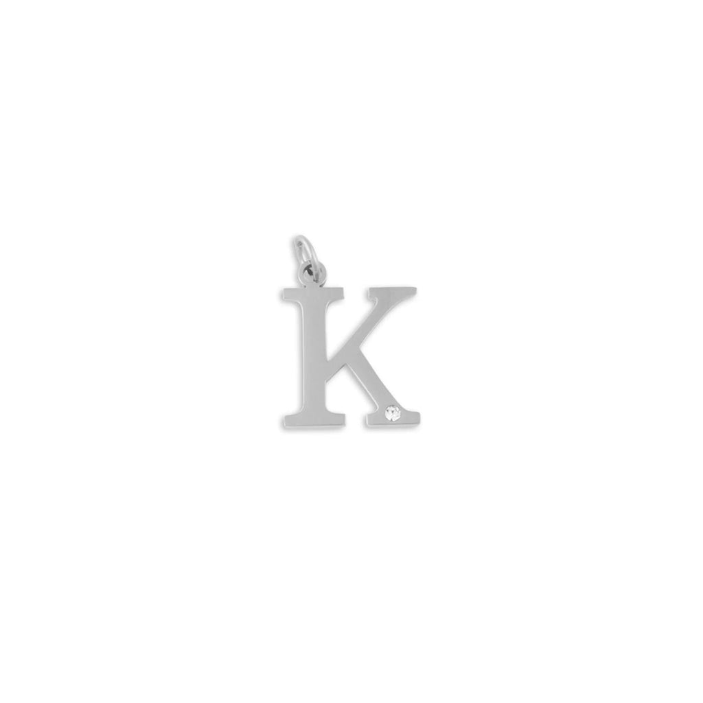 Stainless Steel Letter with Crystal Charm 15mm - K