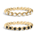 18K Gold Stacking Ring – Beaded Stainless Steel CZ Band, Hypoallergenic Jewelry