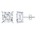 Cubic Zirconia 7 MM Princess Cut Earrings in Silver