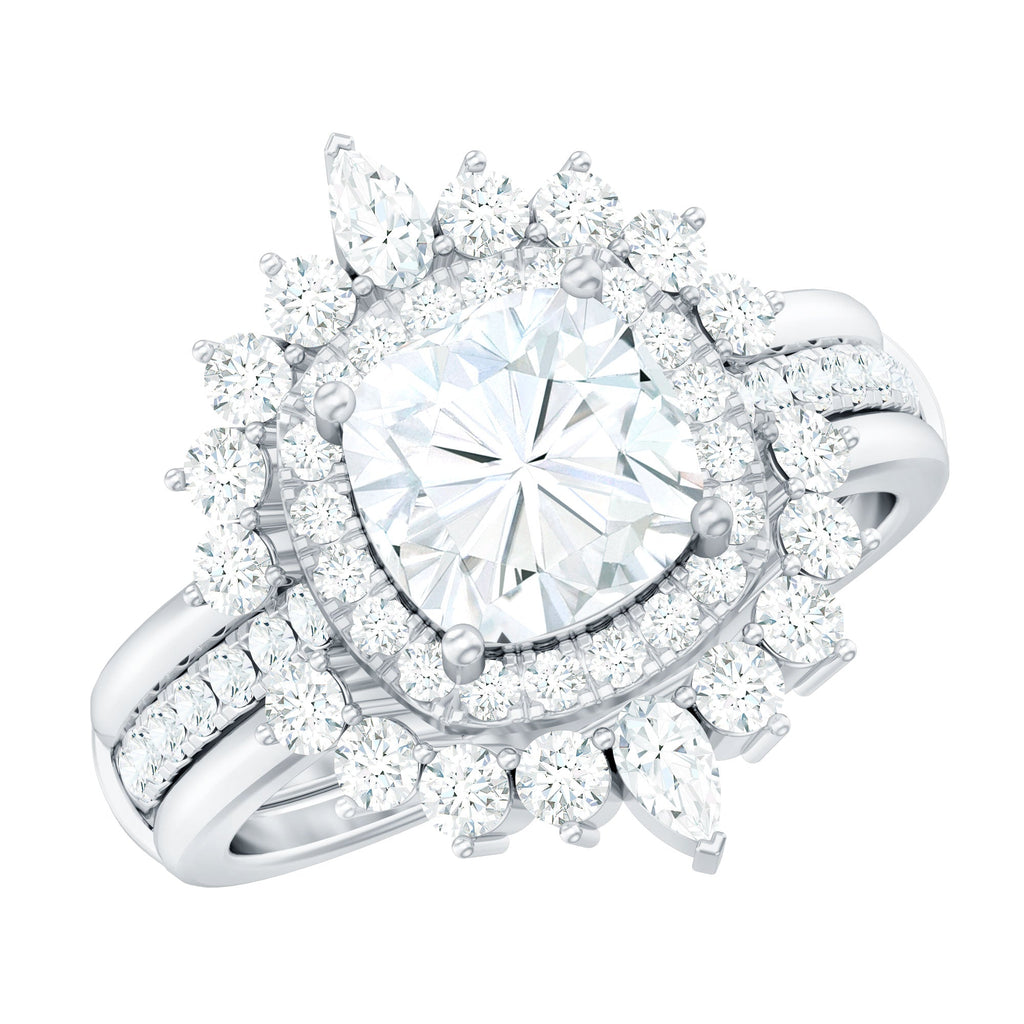 Cushion Cut Moissanite Vintage Inspired Wedding Ring Set