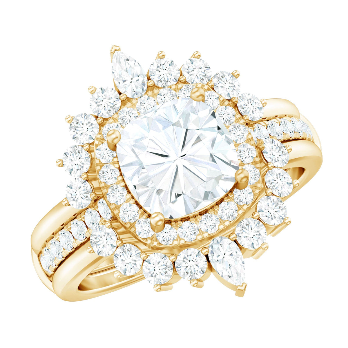 Cushion Cut Moissanite Vintage Inspired Wedding Ring Set