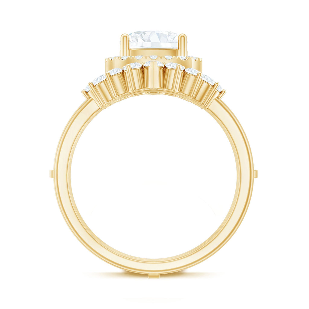Cushion Cut Moissanite Vintage Inspired Wedding Ring Set
