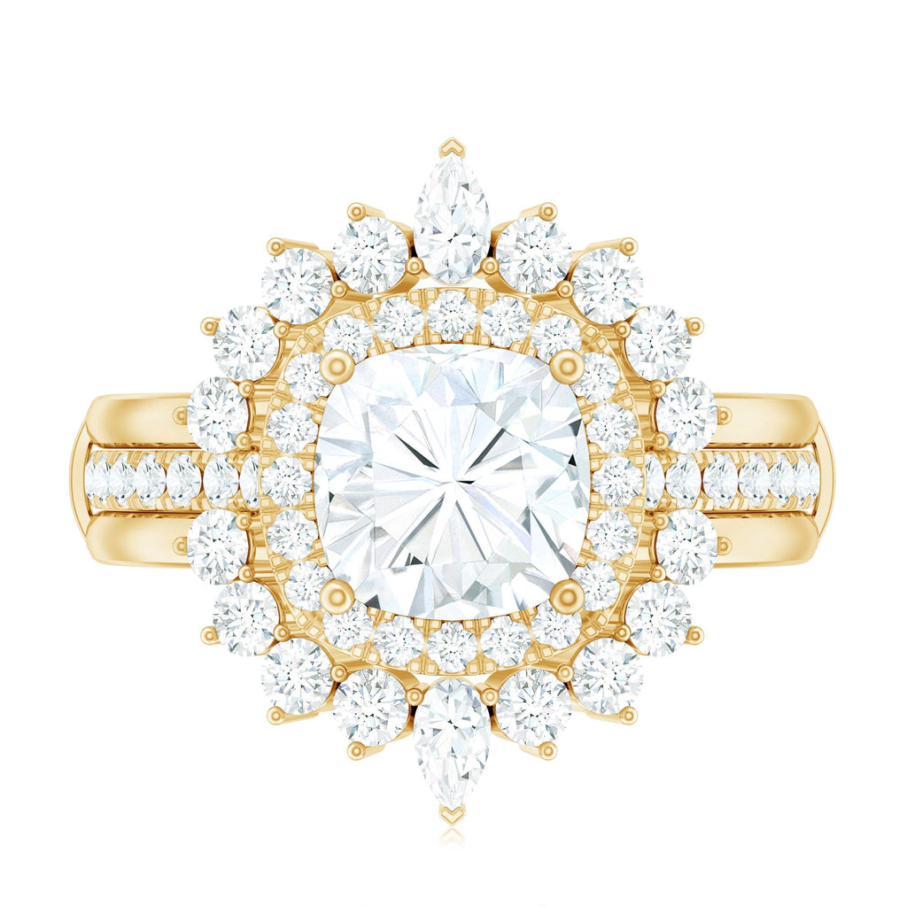 Cushion Cut Moissanite Vintage Inspired Wedding Ring Set