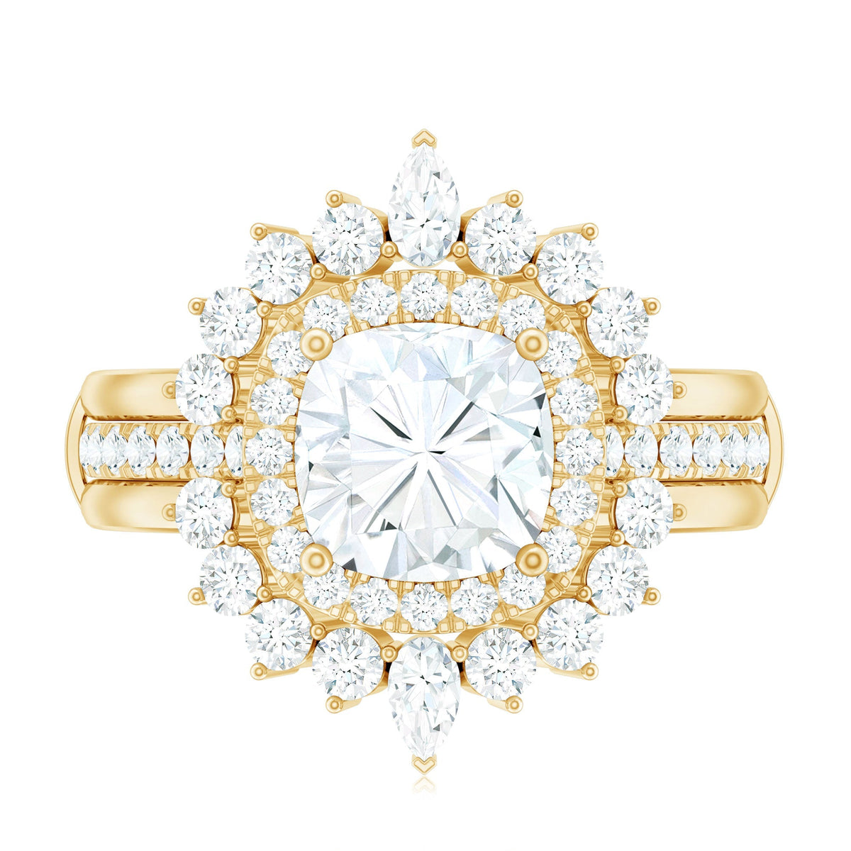 Cushion Cut Moissanite Vintage Inspired Wedding Ring Set