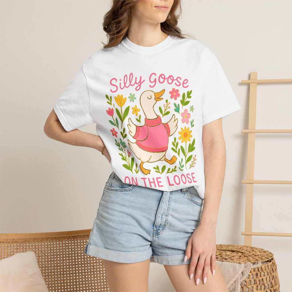 Cute Duck T-Shirt - Women's Graphic Tee With Floral Duck Shirt Design - T-Shirt | Sunflower Soul Boutique