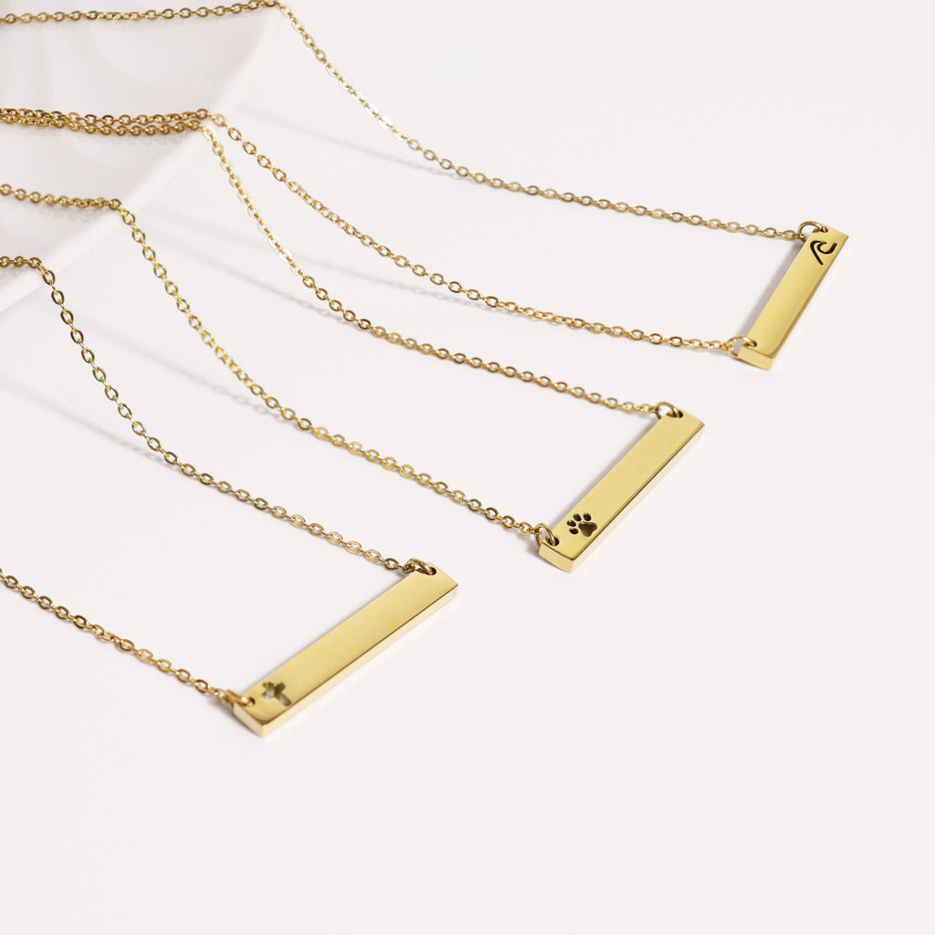 Cutout Cross Necklace – Stainless Steel Engraved Bar Pendant with 18 Inch Chain - Necklaces | Sunflower Soul Boutique