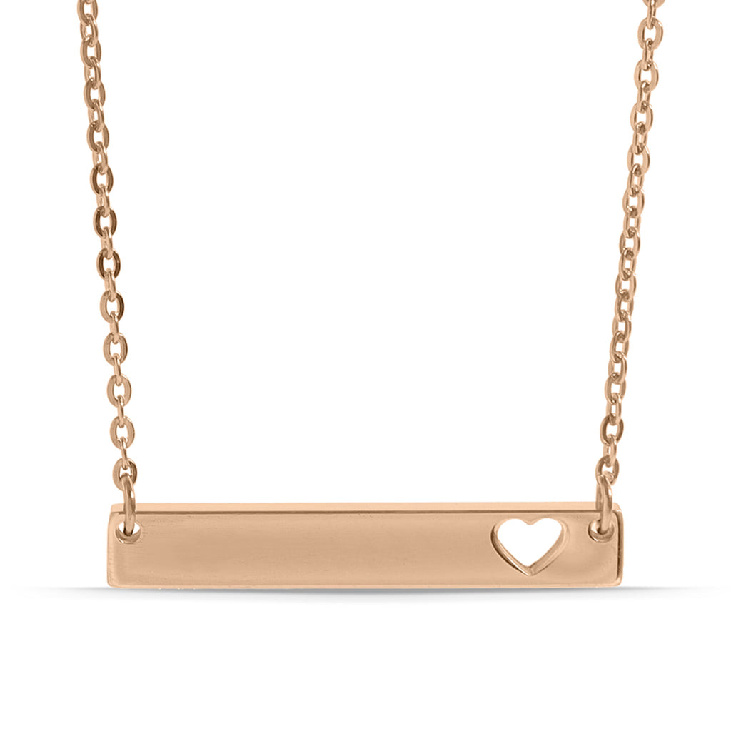 Cutout Heart Bar Necklace – Durable Gold Stainless Steel Engraved Jewelry - Necklaces | Sunflower Soul Boutique