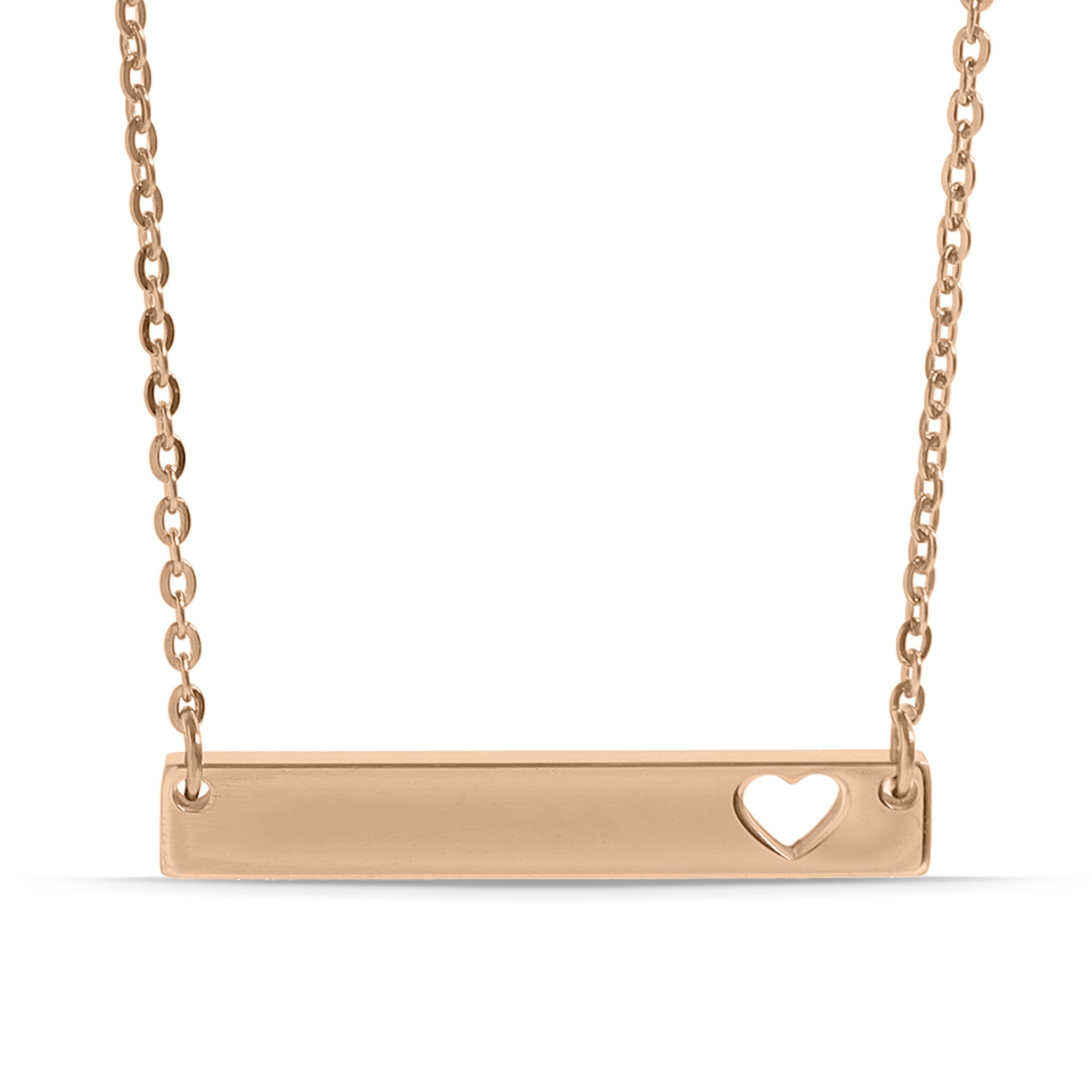 Cutout Heart Bar Necklace – Durable Gold Stainless Steel Engraved Jewelry - Necklaces | Sunflower Soul Boutique