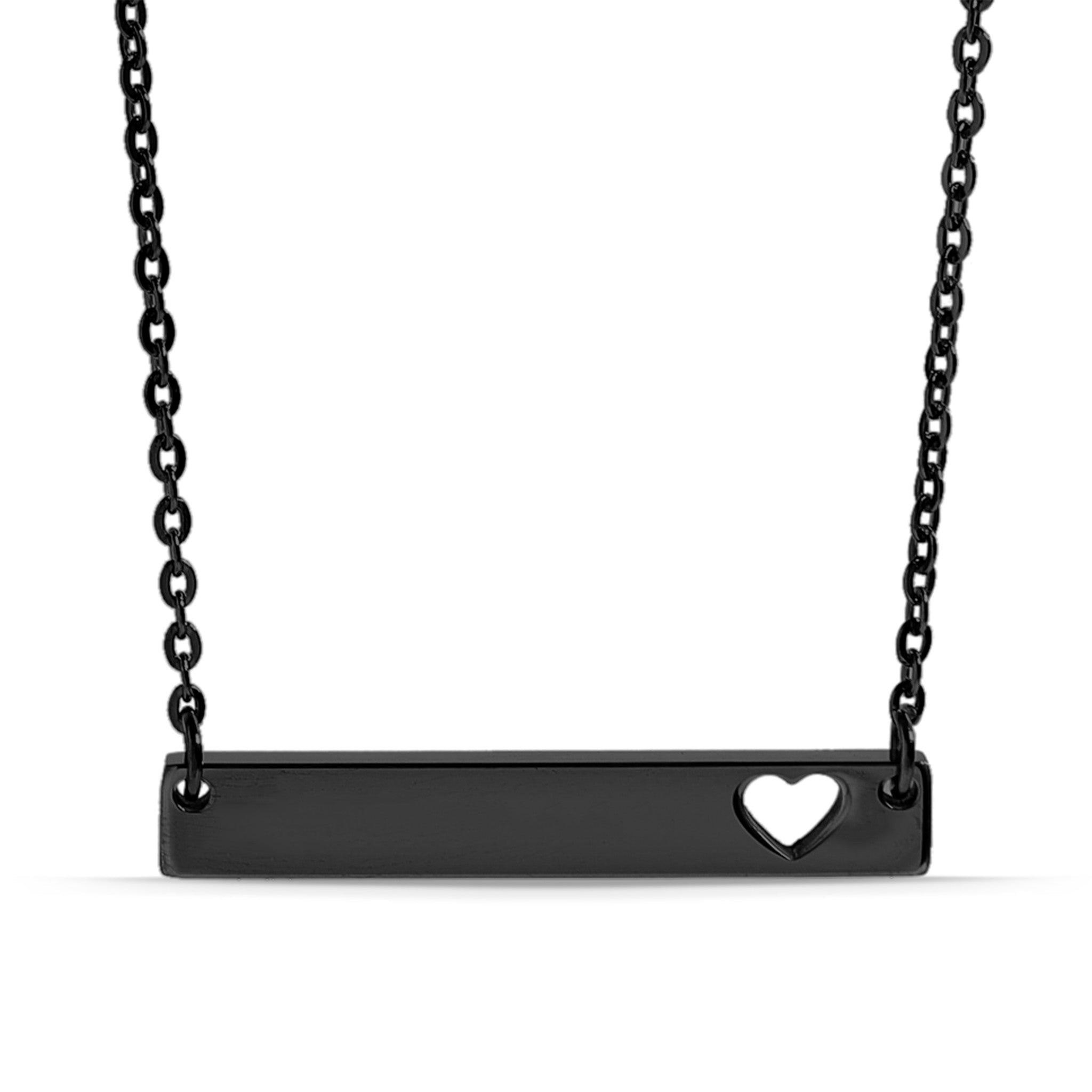 Cutout Heart Bar Necklace – Durable Gold Stainless Steel Engraved Jewelry - Necklaces | Sunflower Soul Boutique