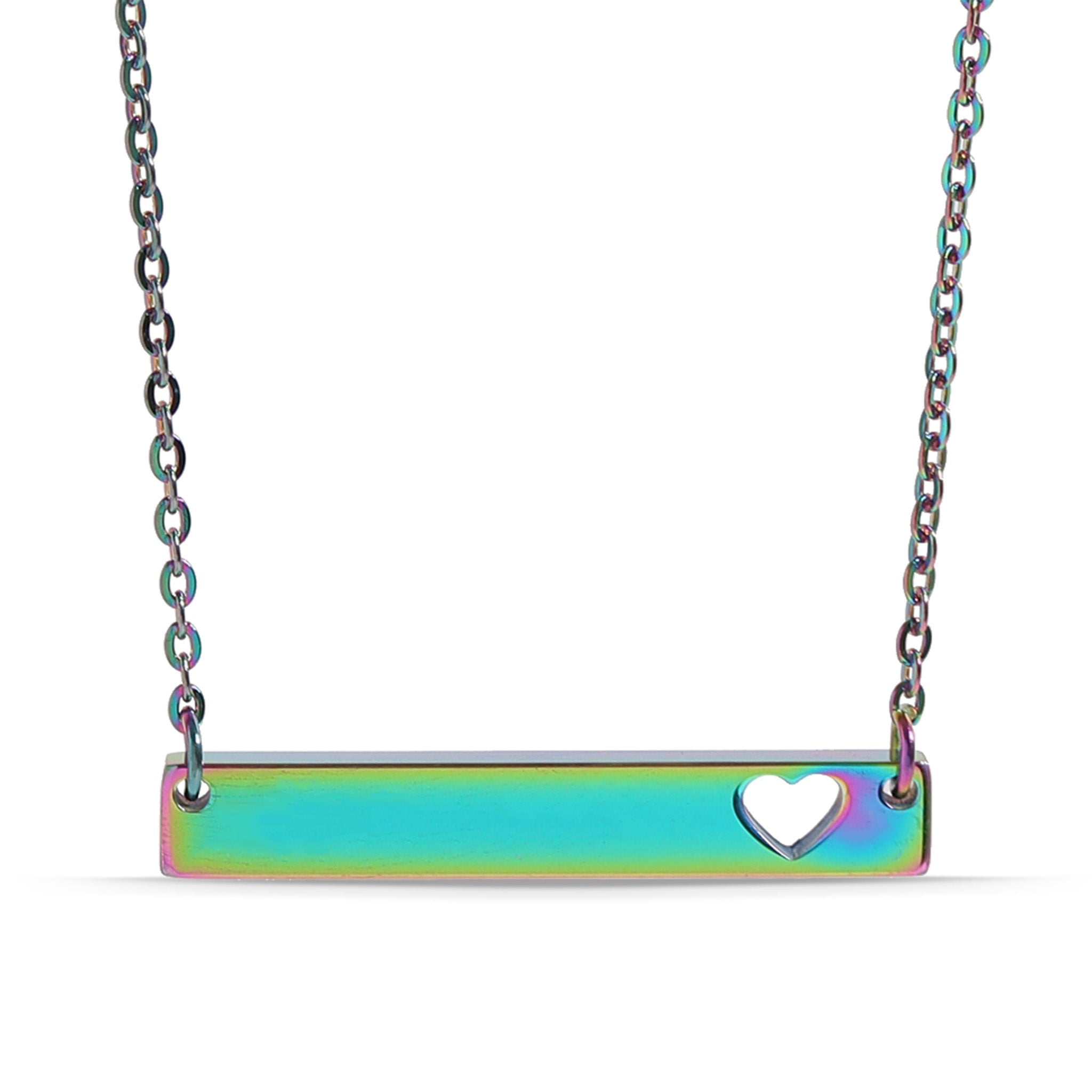 Cutout Heart Bar Necklace – Durable Gold Stainless Steel Engraved Jewelry - Necklaces | Sunflower Soul Boutique