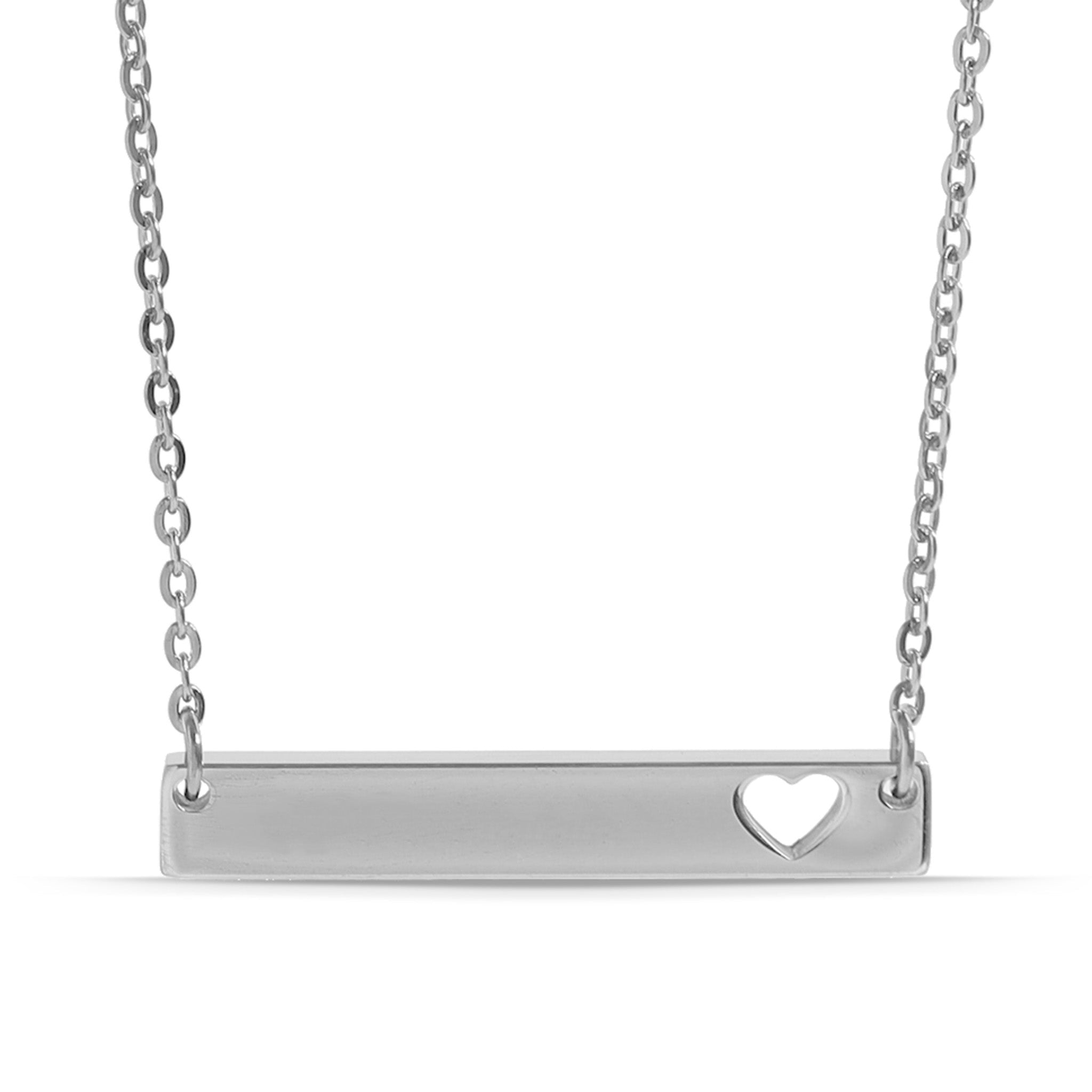 Cutout Heart Bar Necklace – Durable Gold Stainless Steel Engraved Jewelry - Necklaces | Sunflower Soul Boutique