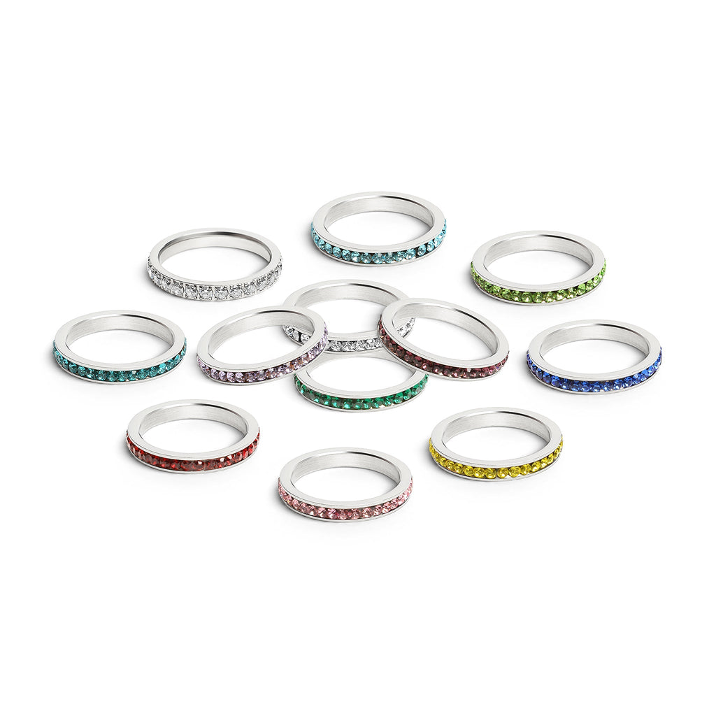 CZ Eternity Ring – Stainless Steel Birthstone Band | Hypoallergenic Durable Jewelry - Ring | Sunflower Soul Boutique