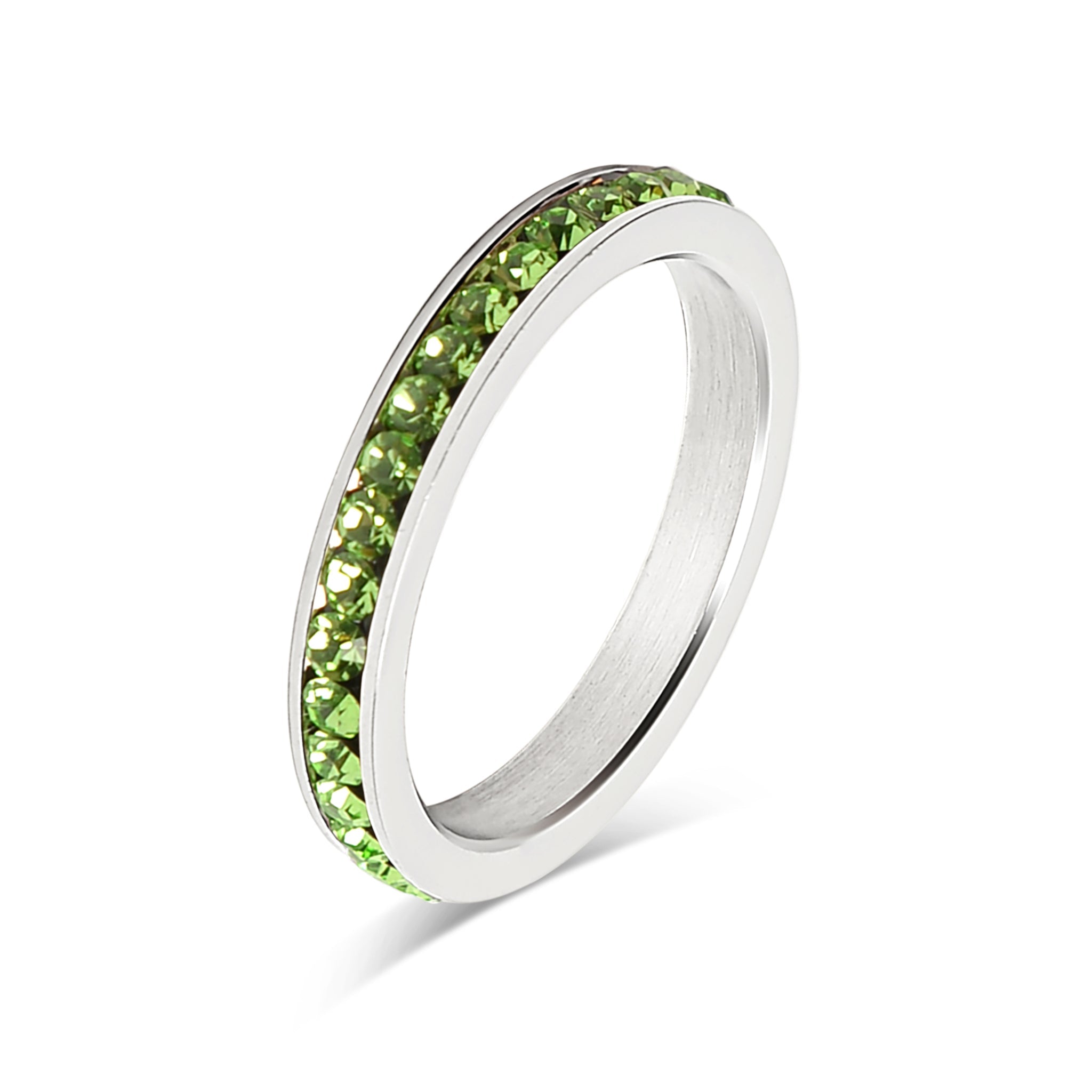 CZ Eternity Ring – Stainless Steel Birthstone Band | Hypoallergenic Durable Jewelry - Ring | Sunflower Soul Boutique