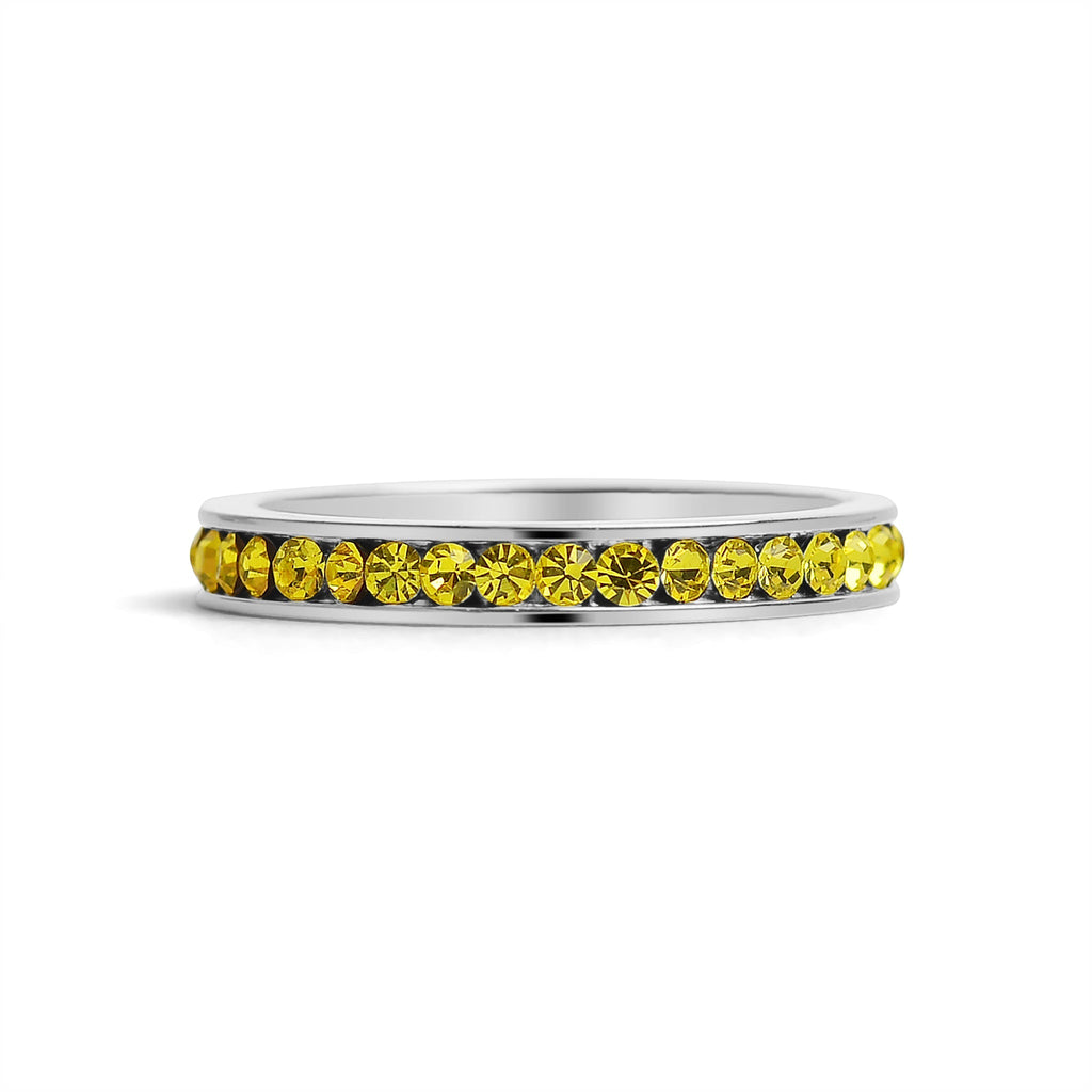 CZ Eternity Ring – Stainless Steel Birthstone Band | Hypoallergenic Durable Jewelry - Ring | Sunflower Soul Boutique