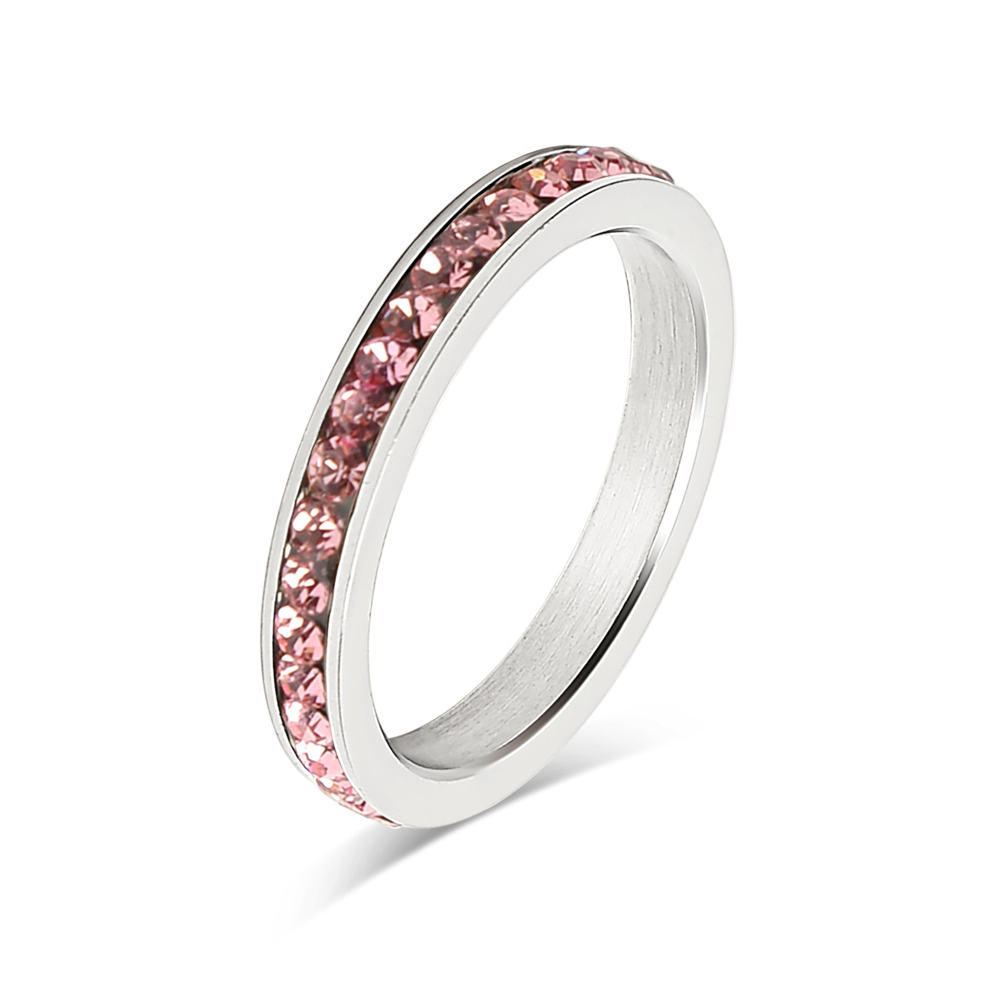 CZ Eternity Ring – Stainless Steel Birthstone Band | Hypoallergenic Durable Jewelry - Ring | Sunflower Soul Boutique