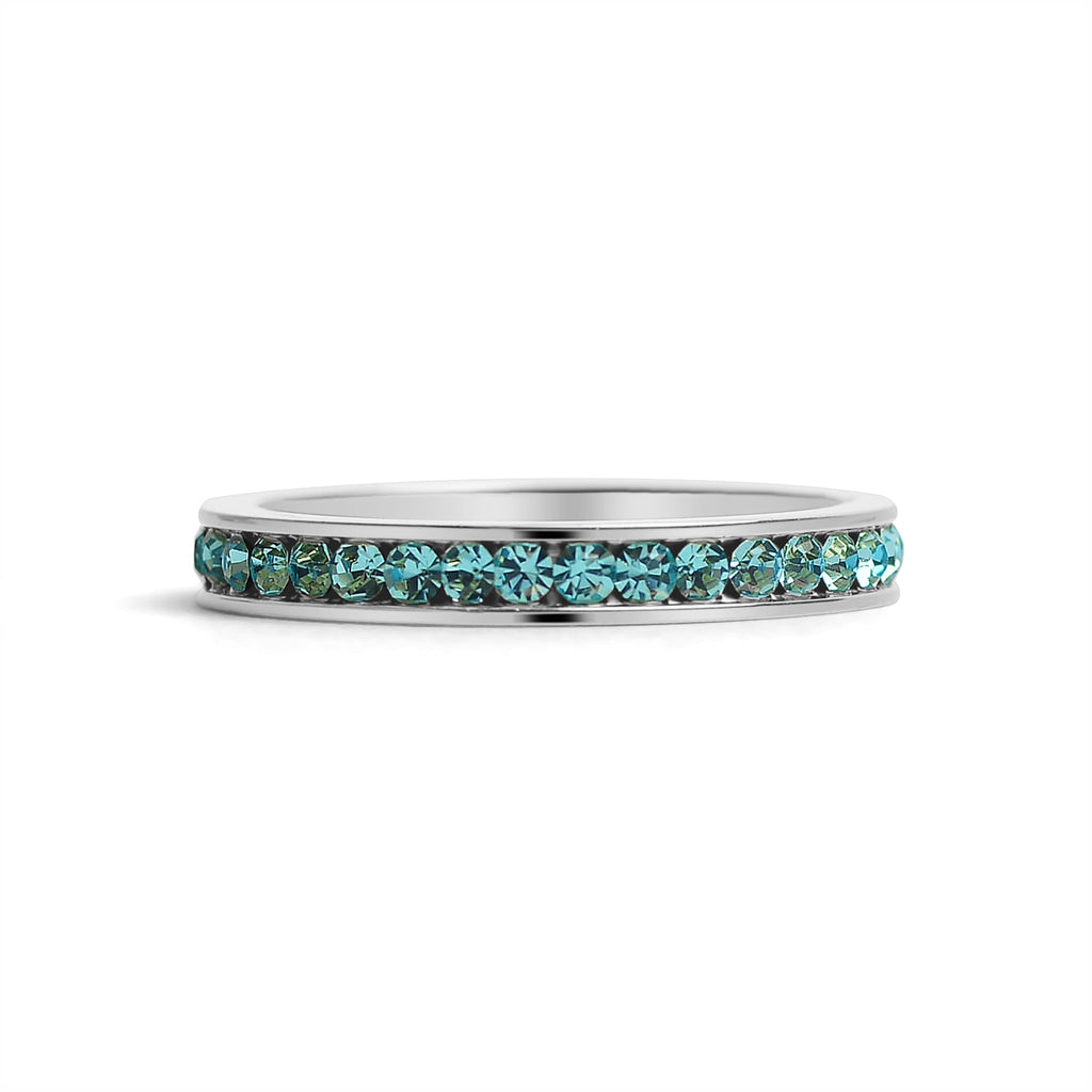 CZ Eternity Ring – Stainless Steel Birthstone Band | Hypoallergenic Durable Jewelry - Ring | Sunflower Soul Boutique