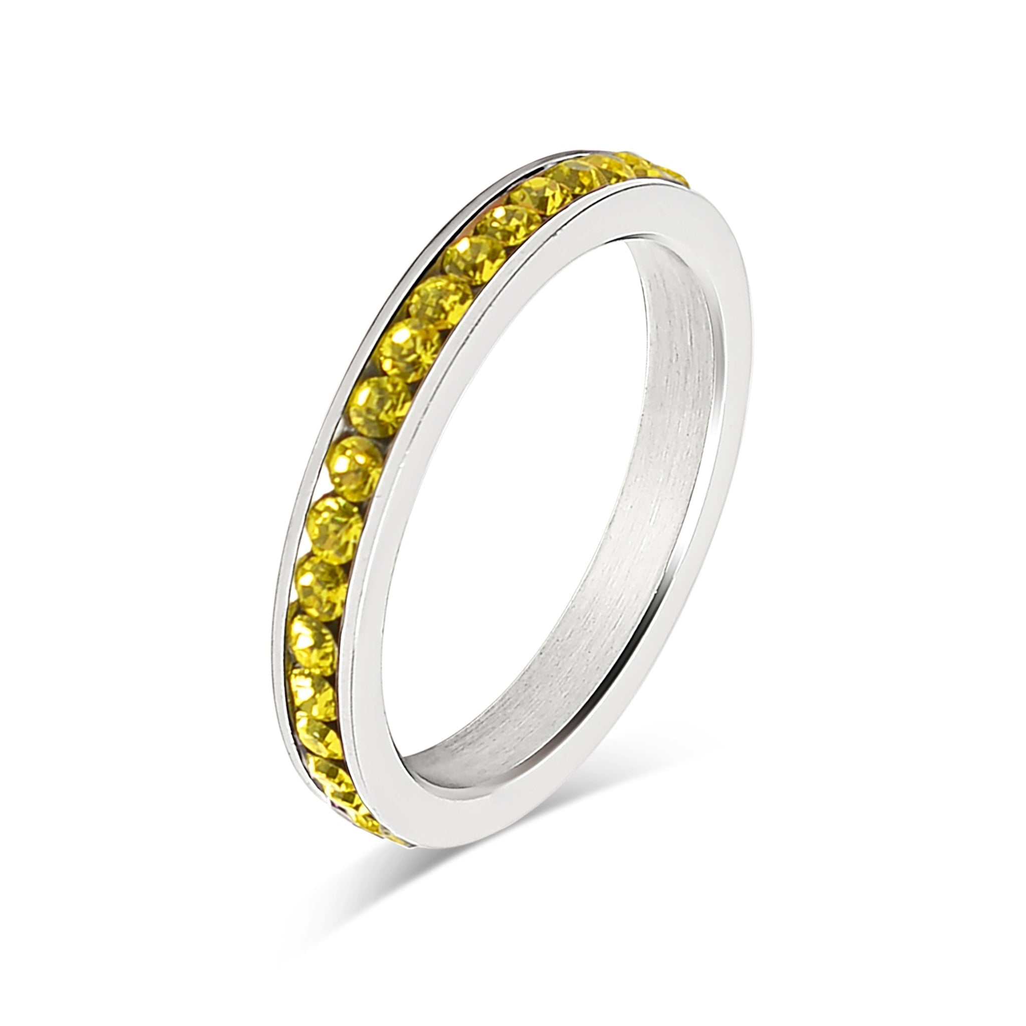 CZ Eternity Ring – Stainless Steel Birthstone Band | Hypoallergenic Durable Jewelry - Ring | Sunflower Soul Boutique