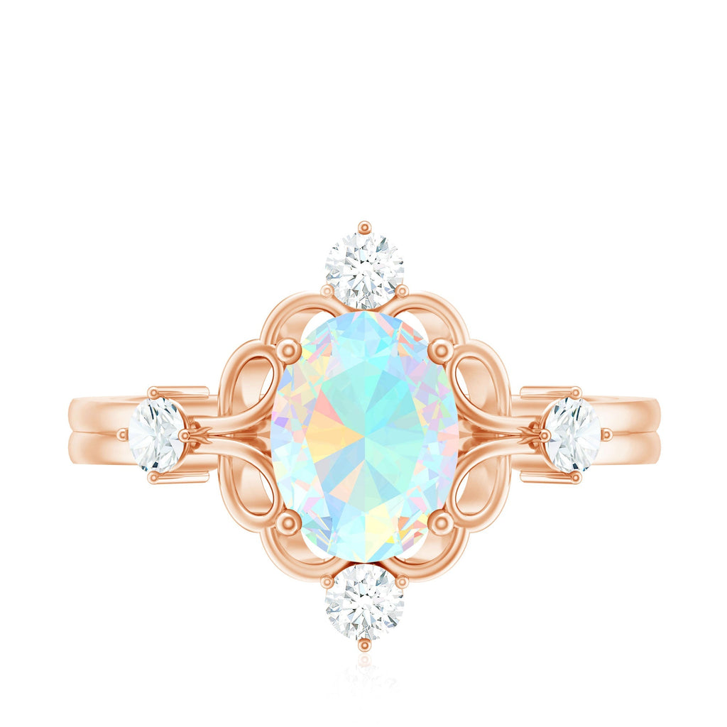 Designer Ethiopian Opal and Diamond  Engagement Ring
