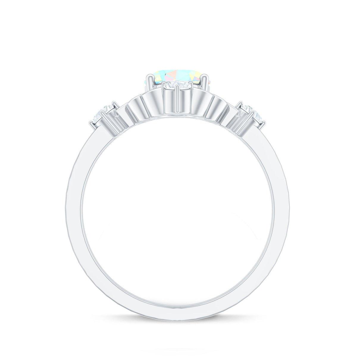 Designer Ethiopian Opal and Diamond  Engagement Ring