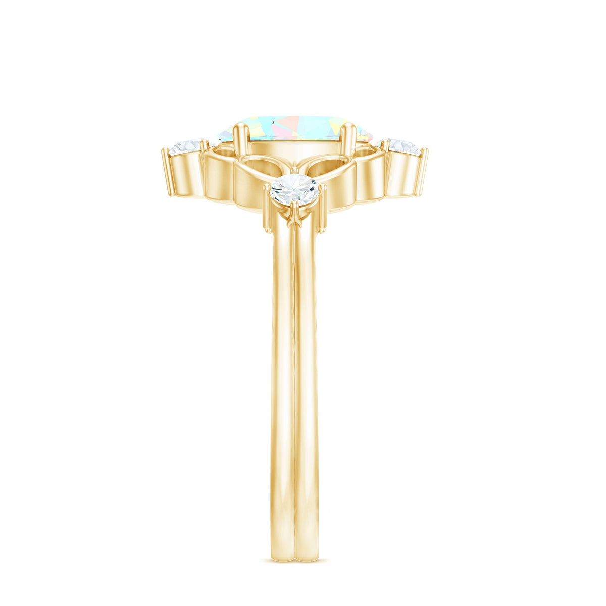 Designer Ethiopian Opal and Diamond  Engagement Ring