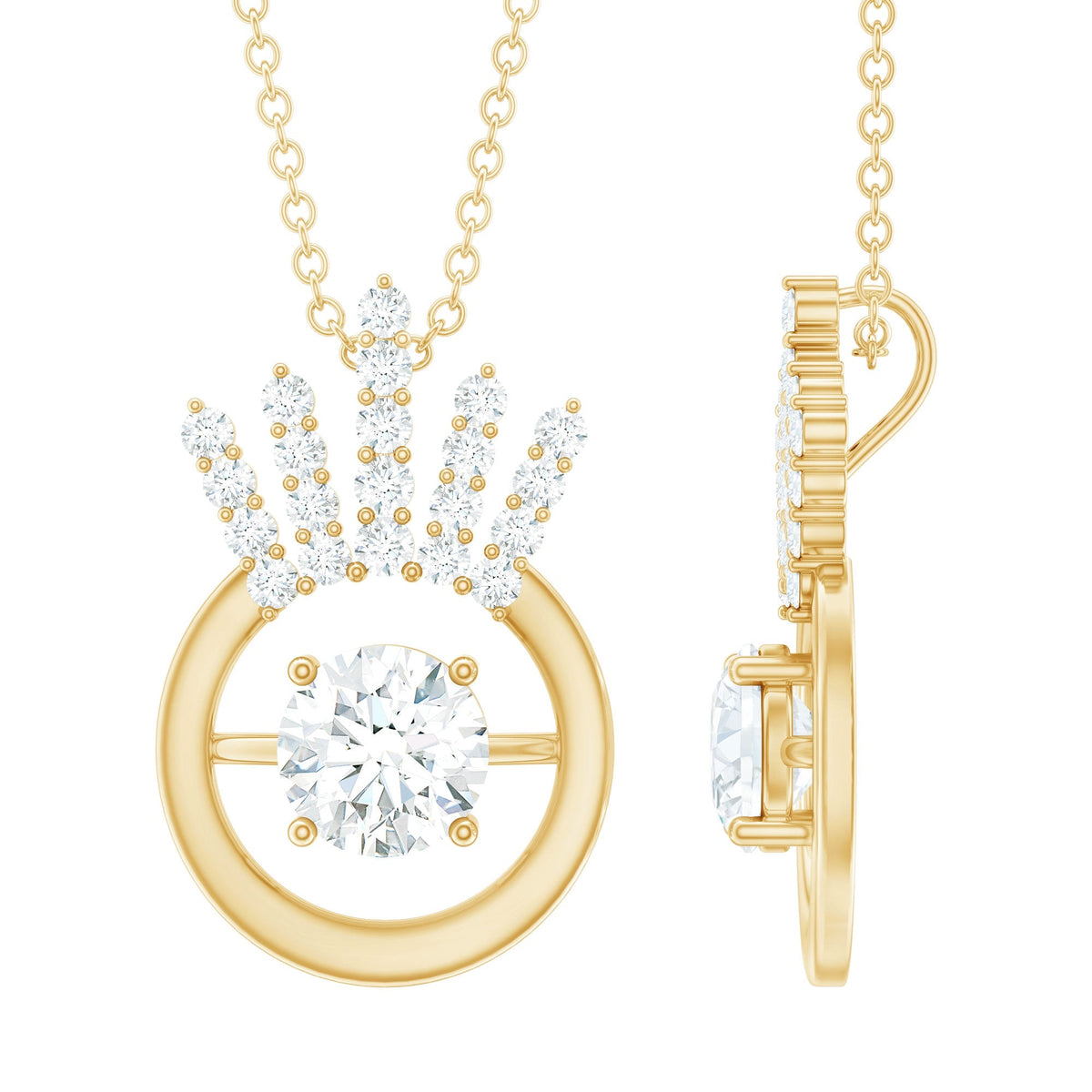 Designer Lab Grown Diamond Crown Necklace