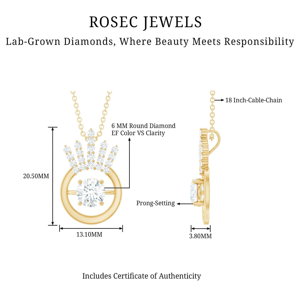Designer Lab Grown Diamond Crown Necklace