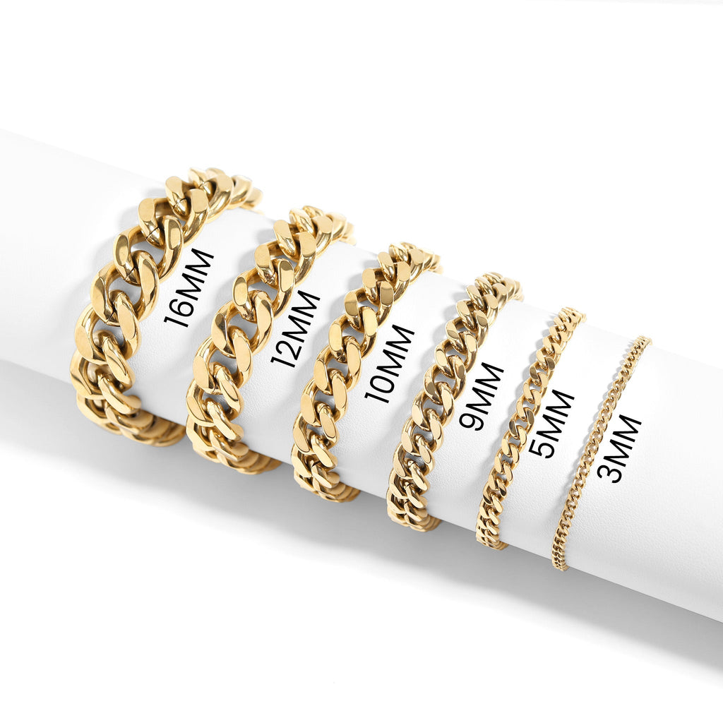 Diamond Cut Curb Chain 18K Gold Bracelet – Durable Hypoallergenic Stainless Steel Jewelry - Bracelets | Sunflower Soul Boutique