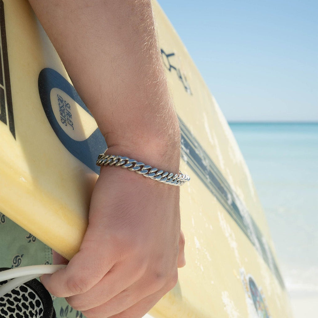 Diamond Cut Curb Chain Stainless Steel Bracelet – Hypoallergenic Flat Link Design - Bracelets | Sunflower Soul Boutique