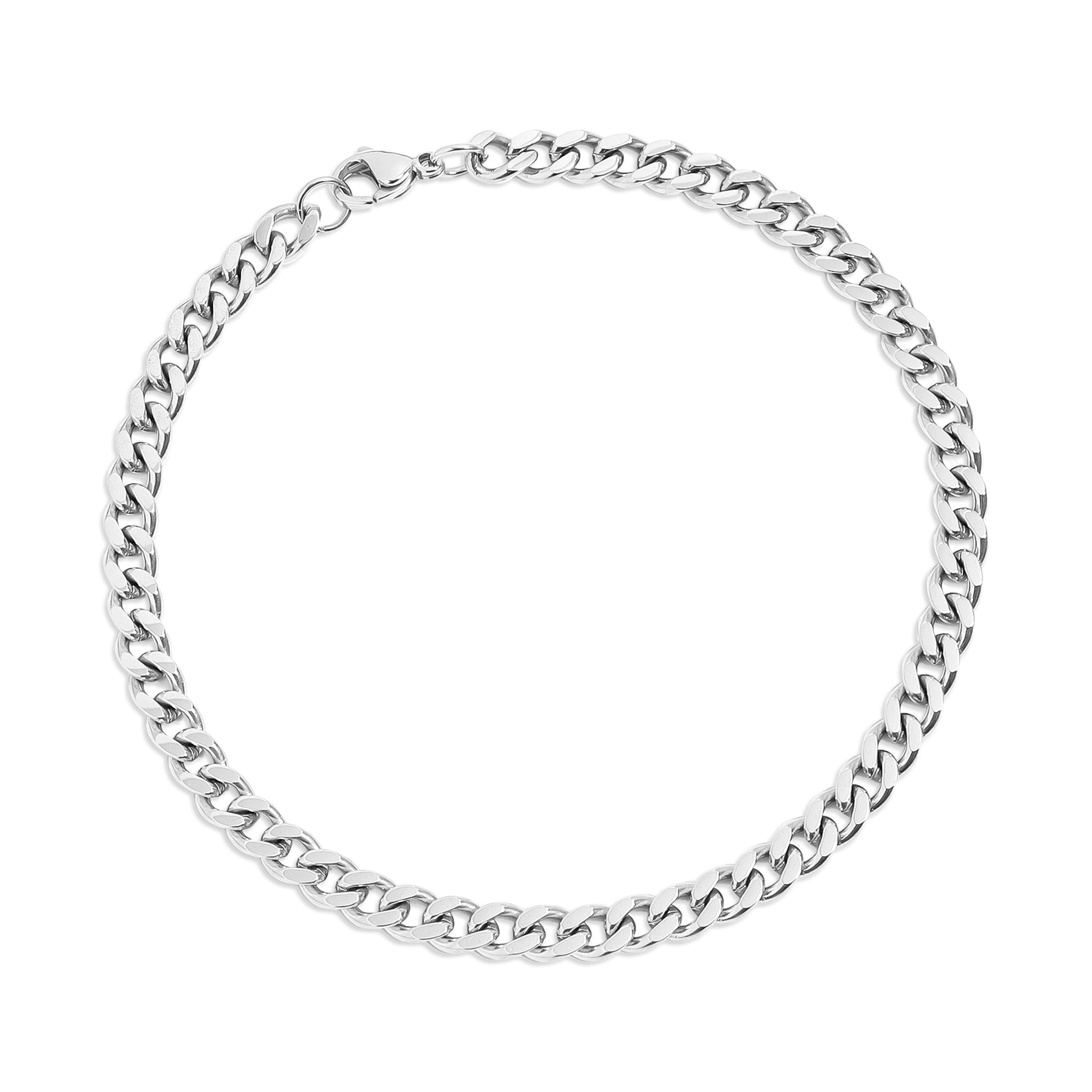 Diamond Cut Curb Chain Stainless Steel Bracelet – Hypoallergenic Flat Link Design - Bracelets | Sunflower Soul Boutique