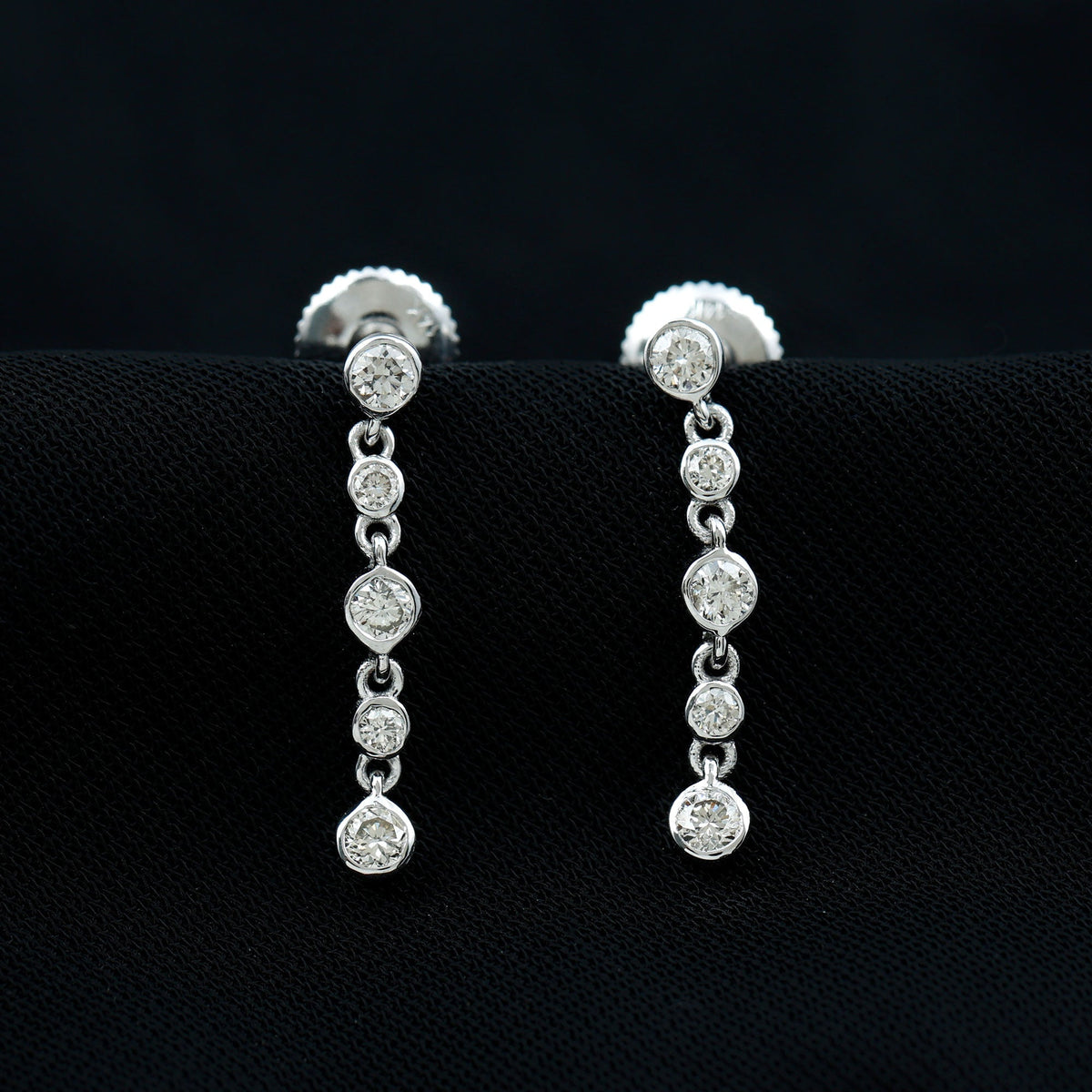 Diamond Dangle Earrings – Lab Grown Diamonds Round Cut in Bezel Setting