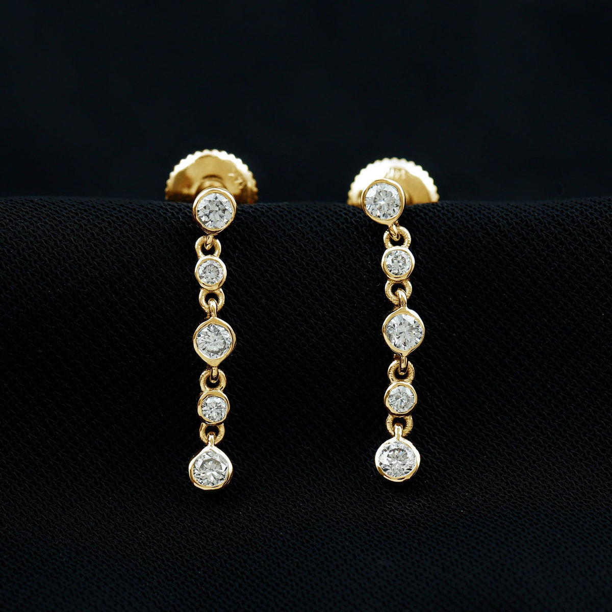 Diamond Dangle Earrings – Lab Grown Diamonds Round Cut in Bezel Setting