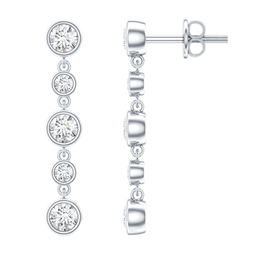 Diamond Dangle Earrings – Lab Grown Diamonds Round Cut in Bezel Setting