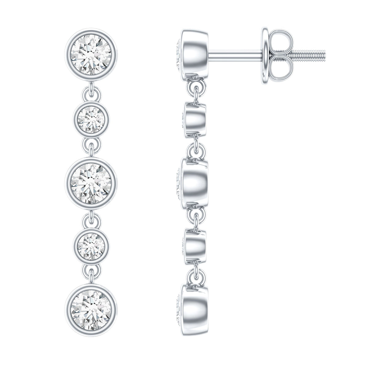Diamond Dangle Earrings – Lab Grown Diamonds Round Cut in Bezel Setting