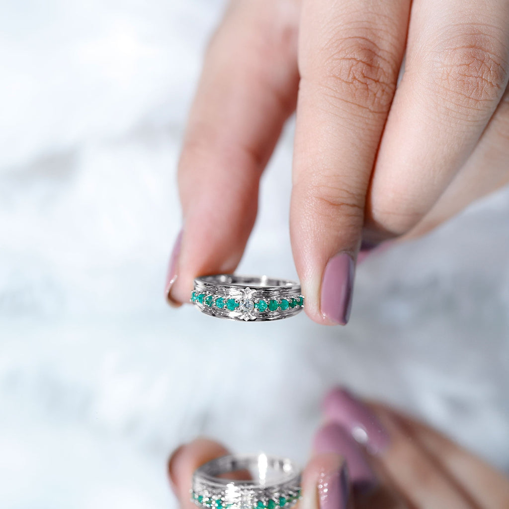 Diamond Emerald Anniversary Ring – Classic Vintage Anniversary Ring with AAA Emeralds