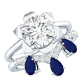 Diamond Engagement Ring, Lab Grown 2 Carat Blue Sapphire Ring