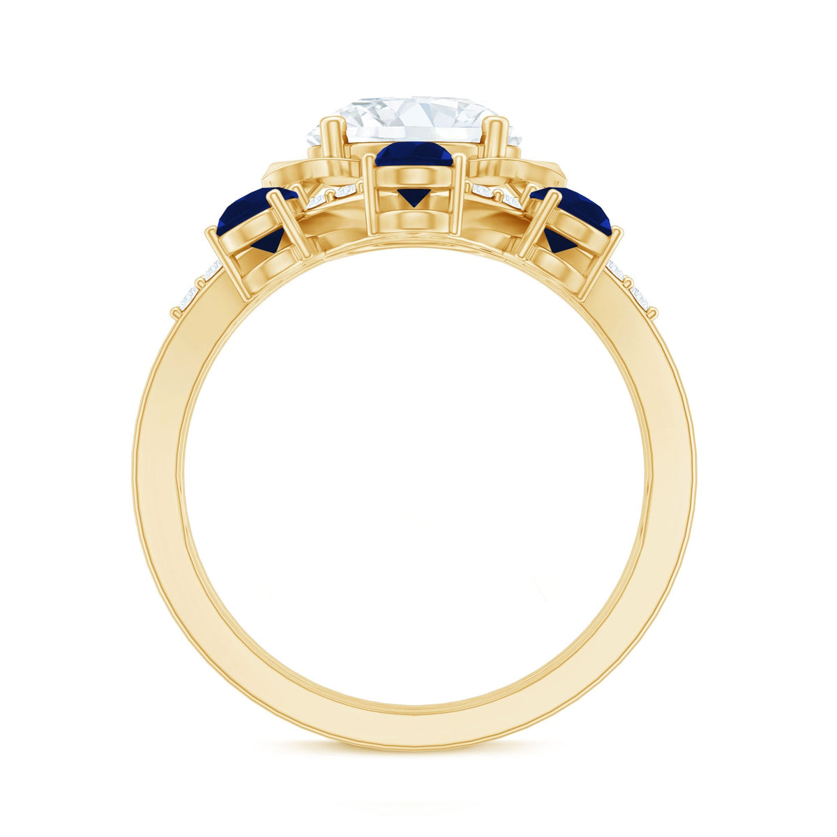 Diamond Engagement Ring, Lab Grown 2 Carat Blue Sapphire Ring