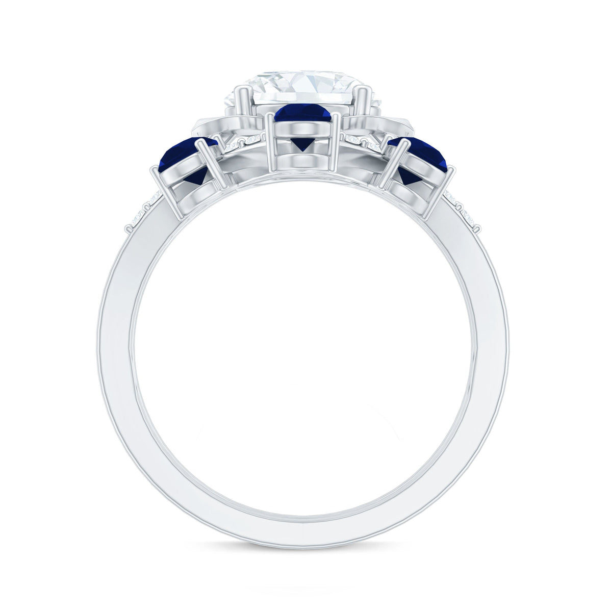 Diamond Engagement Ring, Lab Grown 2 Carat Blue Sapphire Ring