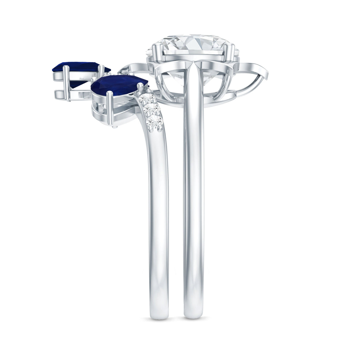 Diamond Engagement Ring, Lab Grown 2 Carat Blue Sapphire Ring